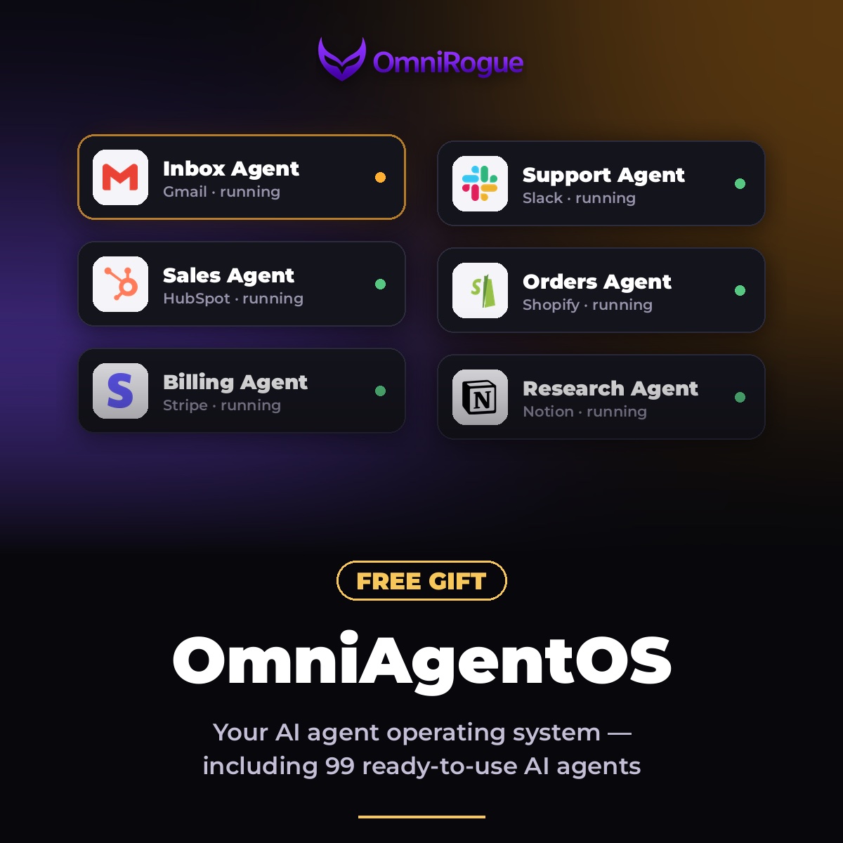 Free gift #1 — OmniAgentOS, your AI agent operating system with 99 ready-to-use AI agents